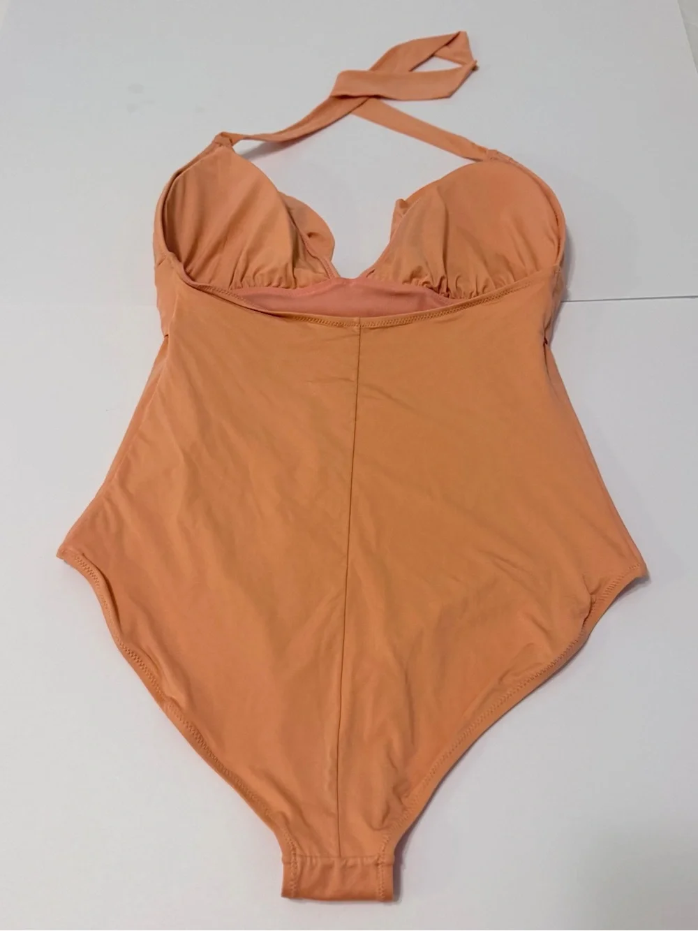 Zingara Peach Ruffle Halter One Piece Swimsuit Gold Hardware Size 14